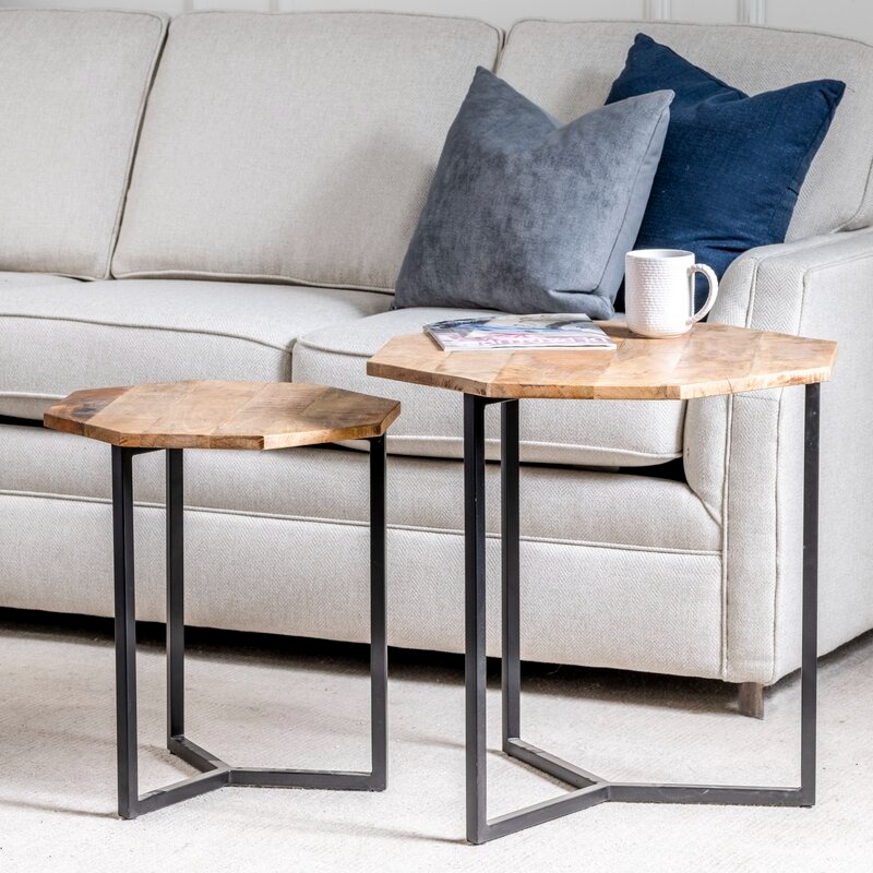Hexad Solid Wood Frame Nesting Tables