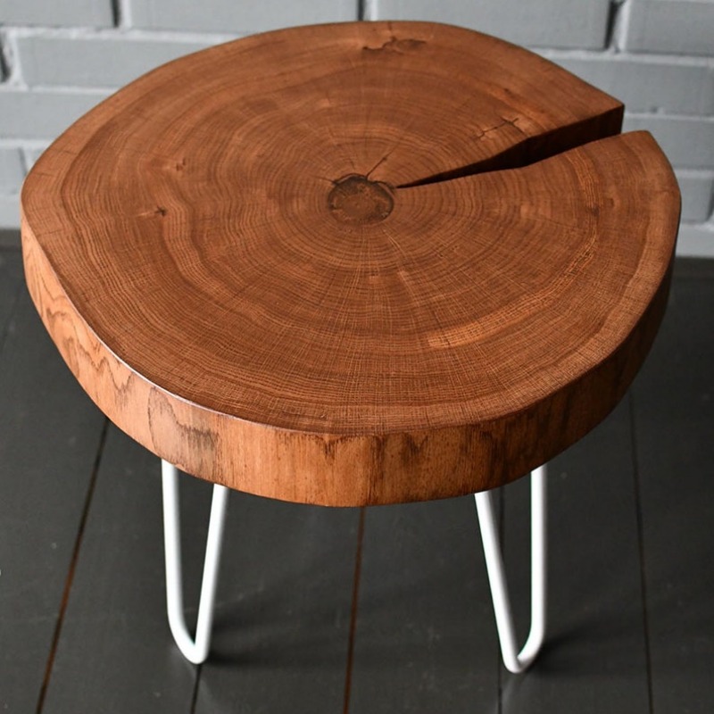 Stem Solid Wood Live Edge & Metal Frame Side Table