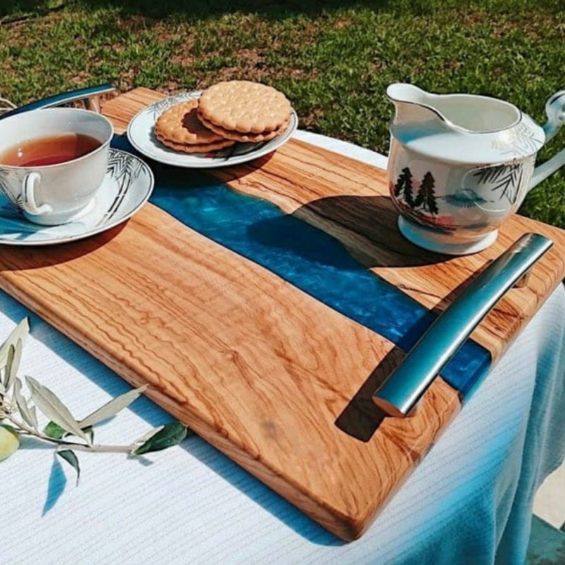 Solid Wood & Resin Epoxy Tray Serving Tray