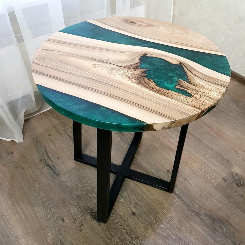 Cyanic Solid Wood & Epoxy Resin Coffee Table