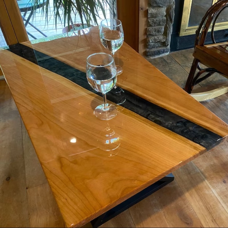 Black River Wood Table ,Black Epoxy Table