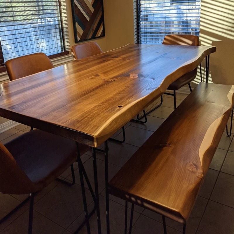 Dinning Table In solid wood with oneside Bench