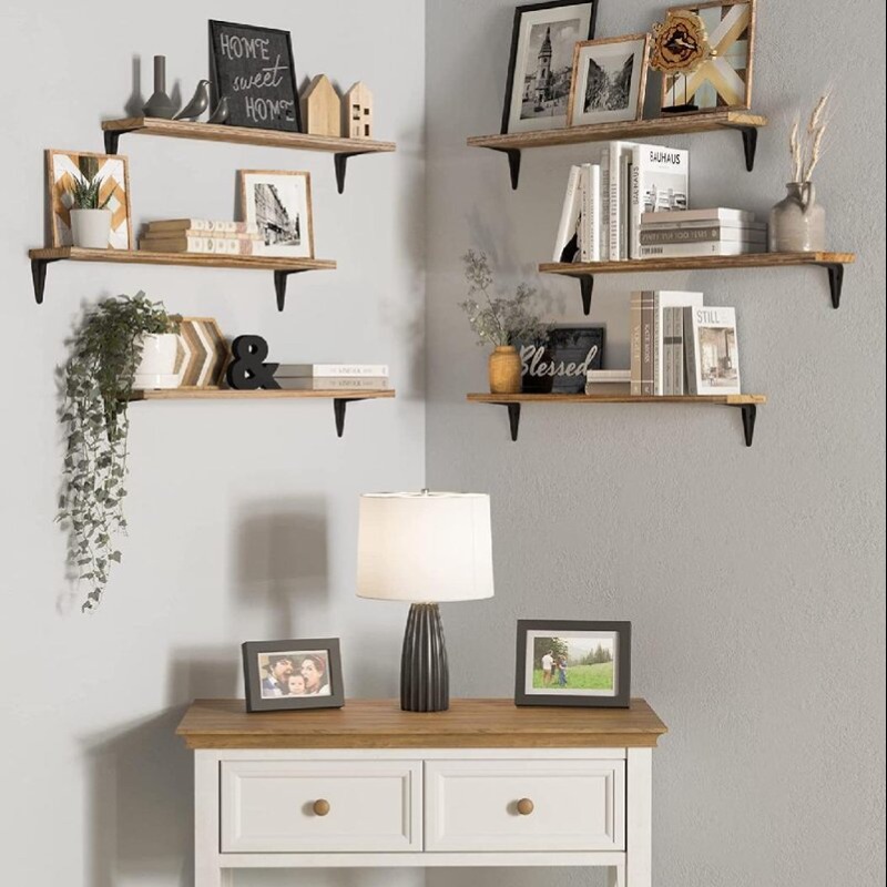 Suave Floating Books & Storage Wall Shelves 24"X4.5" (Set of 6)
