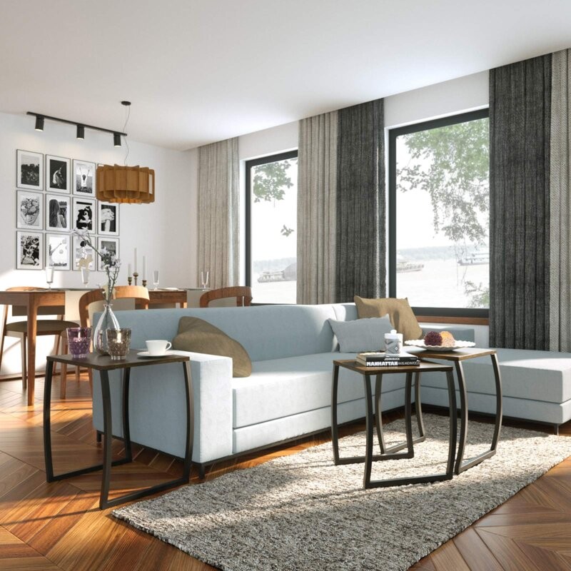 Flex Solid Wood & Metal Frame Nesting Tables (Set of 3)