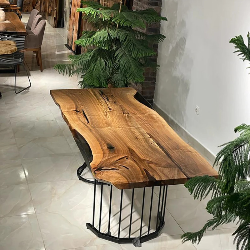 Bosk Solid Wood & Resin Epoxy Metal Frame Table