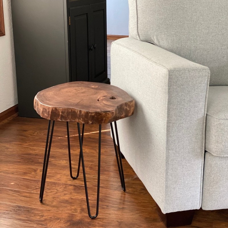 Woody Solid Wood Live Edge Side Table