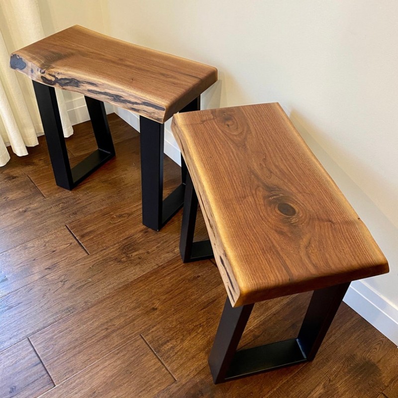 Bifold Solid Wood Live Edge Side Table (Set of 2)