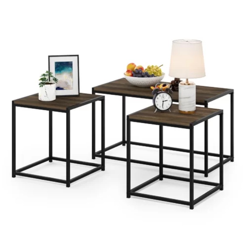 Ternion Solid Wood & Metal Frame Coffee Table (Set of 3)
