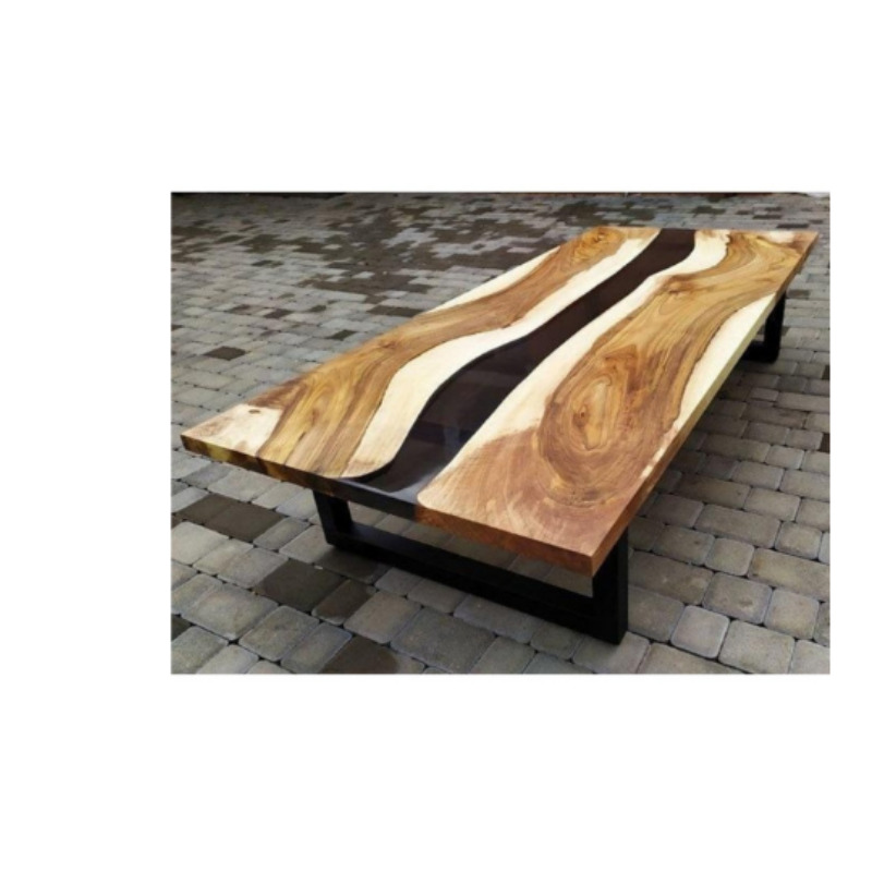 Linear Solid Wood Center Table With Epoxy Resin River