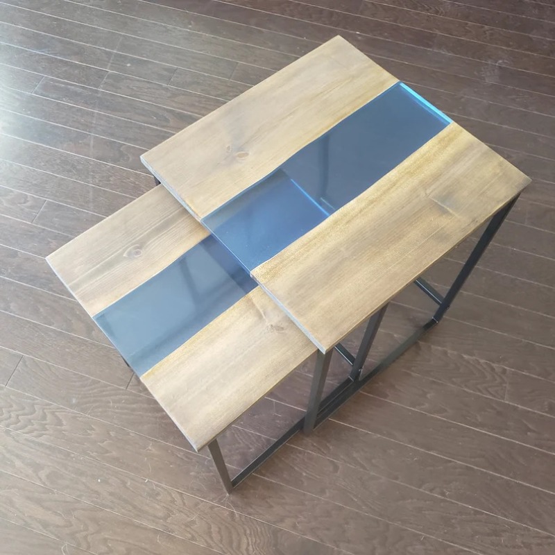 EpoxyTable Nesting Tables with Black Metal Legs | Set of 2
