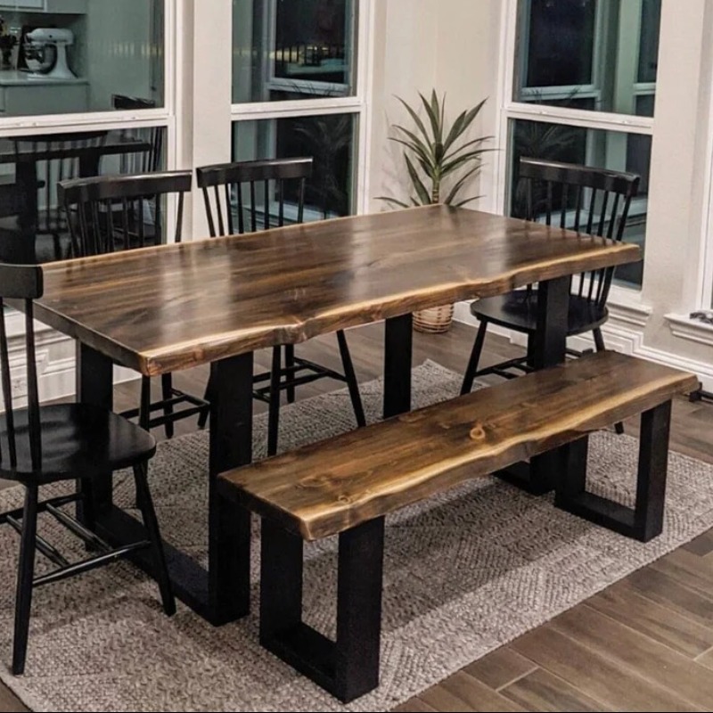 Solid Wood Dining Tables with Bench - Ideal for Dining Rooms and Kitchens
