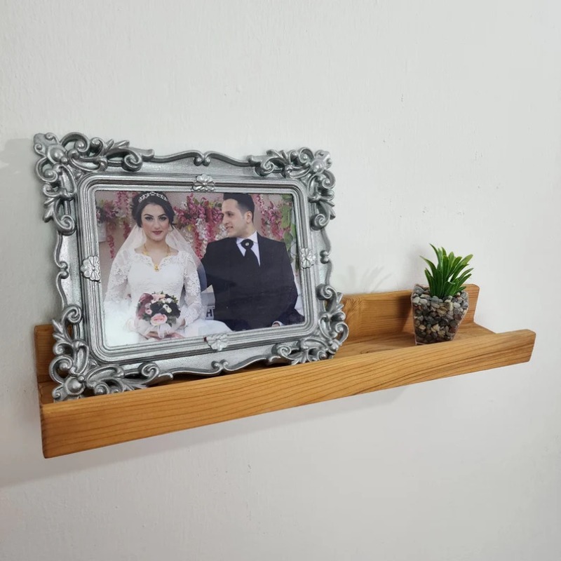 Wooden rustic wall gallery shelves, live edge farmhouse solid handmade decorative shelves