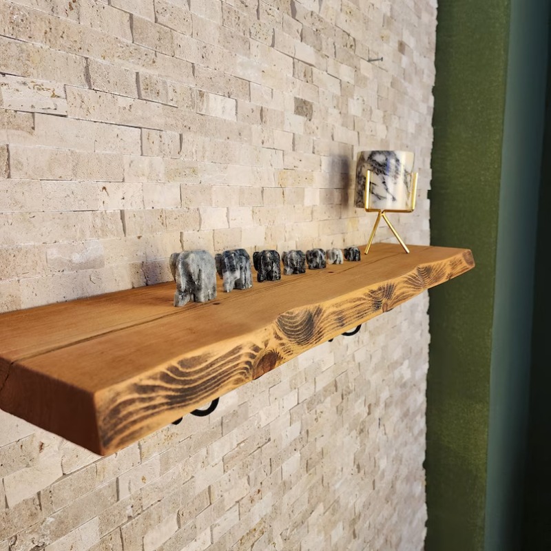 Wooden Rustic Wall Shelves, Live Edge Farmhouse Solid Handcrafted, Decorative Shelves, Plant kitchen Bathroom Floating Shelf