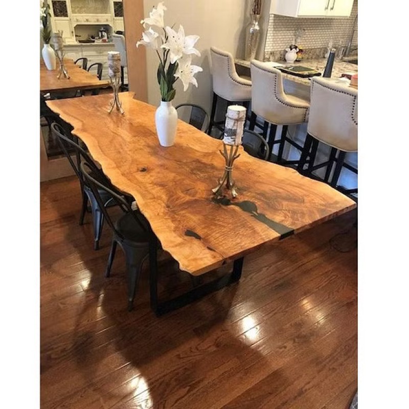 Live Edge Dining Table With epoxy Design , Kitchen Table , Conference Table,Farmhouse Table,Office Table