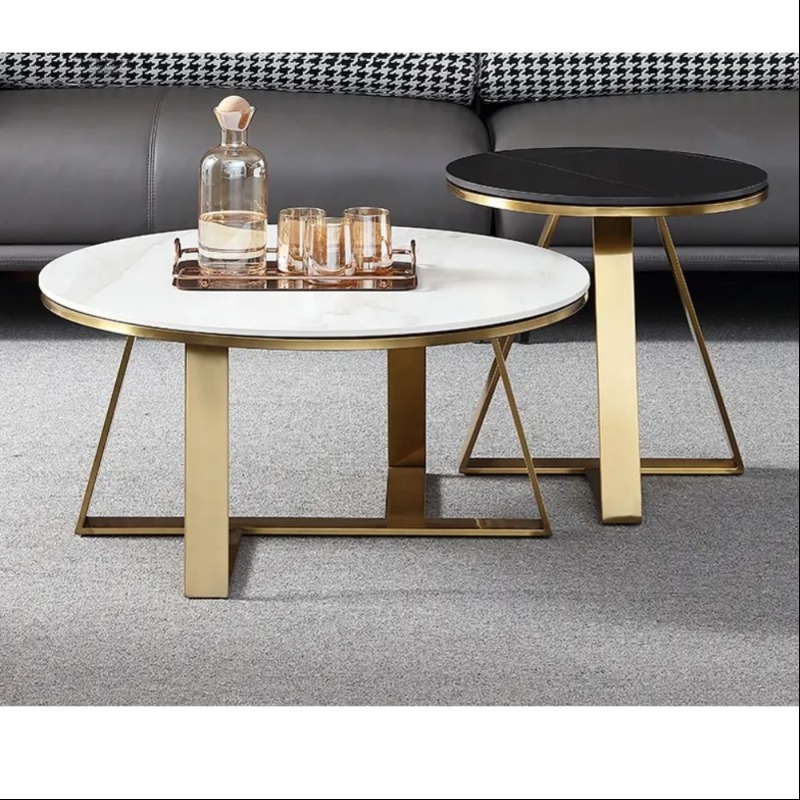 Black And White Combination Center Table Set of 2
