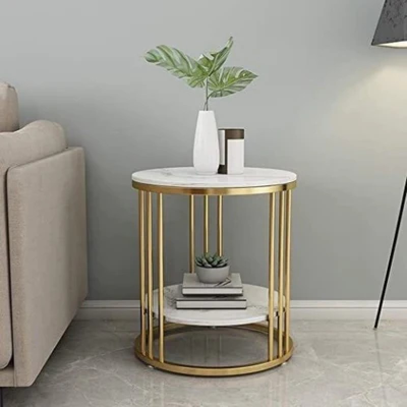 Round 2 liar Modern Side Table Golden Frame Table