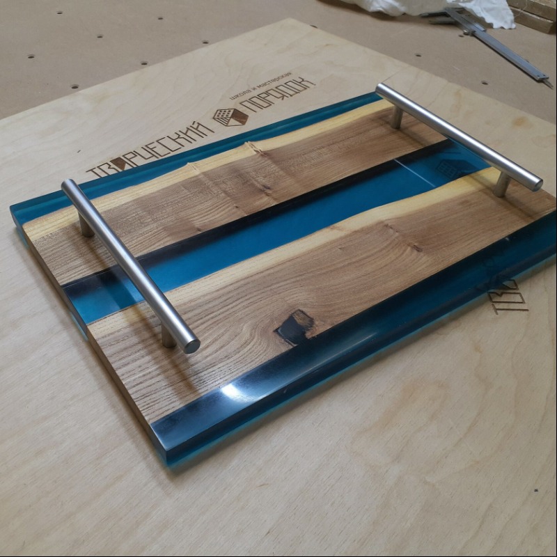 Blue Epoxy River Serving Tray