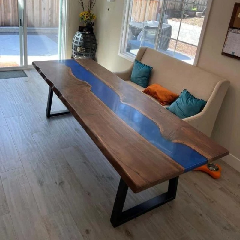 Acacia Live Edge Epoxy River Table With Matt Finish