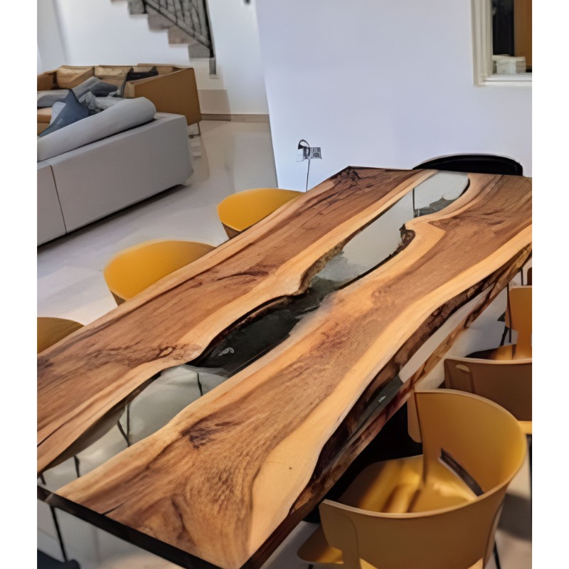 Glassy Epoxy Resin Transparent Dining table