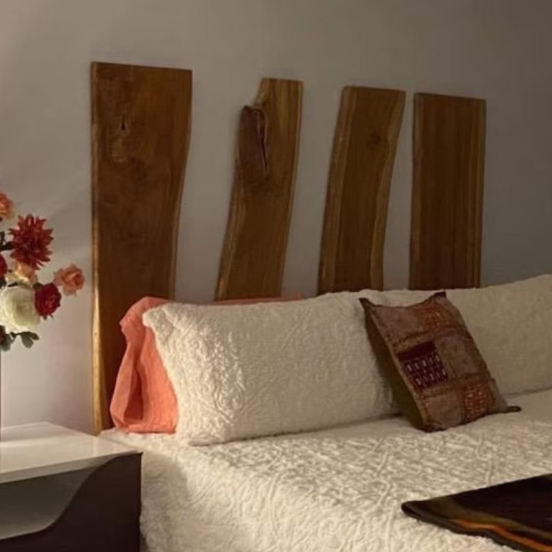 Amigos Epoxy Resin Solid Wood Bed Headboard