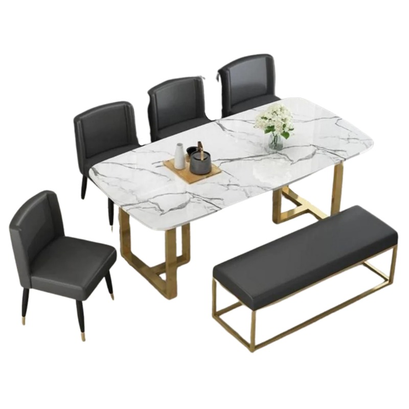 Milky Marble Dining Table with Metal Legs